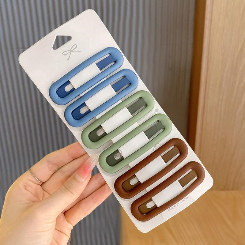 6 Square Hairpins BB Clips Frosted Color Hairpin Headgear Women's Bangs Side Broken Hair Clips Hair Accessories