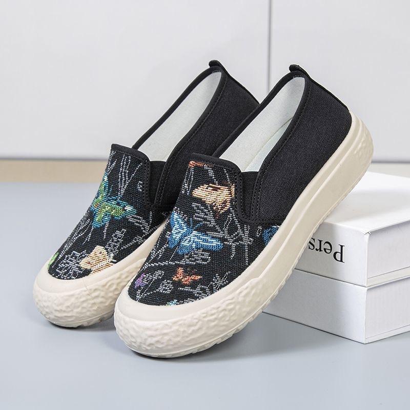 Old Beijing cloth shoes summer new women's flat-soled canvas casual fashion student high-heeled soft-soled shoes