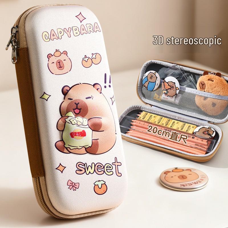 3D Capybara Pencil Case: Large Capacity, Multifunctional School Stationery Box for Kids