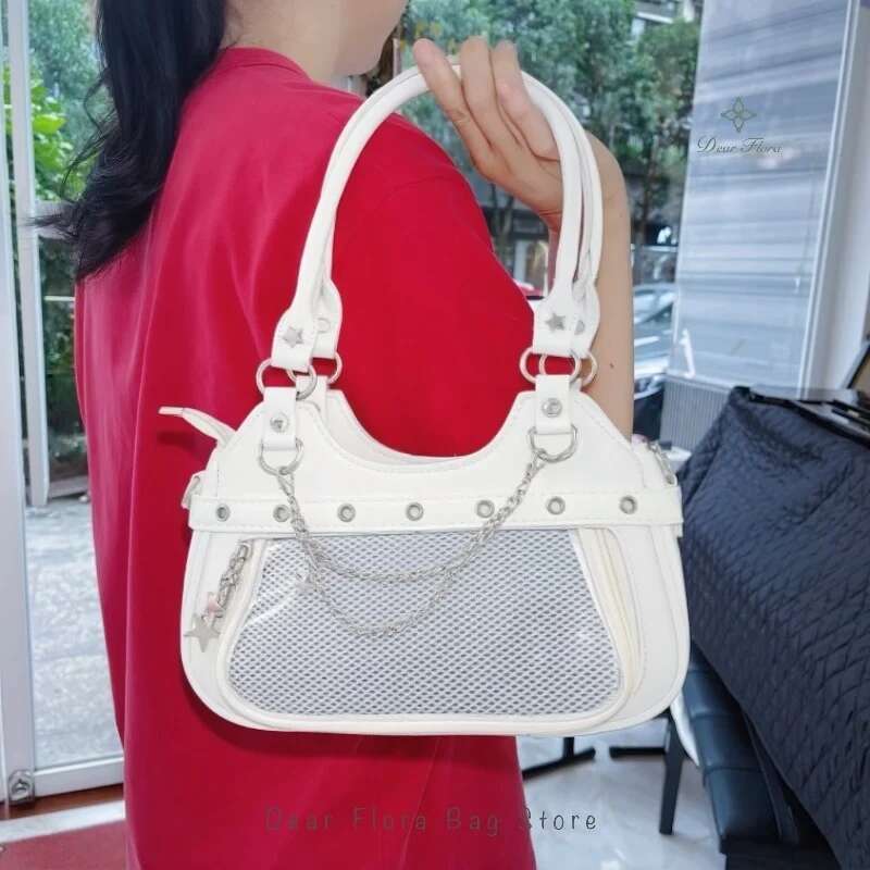Y2k Fashion Women Shoulder Bag Cute Sweet Ita Bag Lolita Girls Transparent Pocket DIY Display Handbag Fashion Underarm Bag Purse