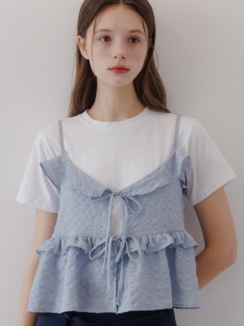 Eight Days A Week Frill Bustier Blue Ad461 Free