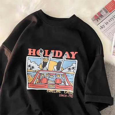 New Style Women Short Sleeve T-shirt Summer Korean Trendy Simple Half Sleeve Top Hong Kong Style Loose Fit Trendy Brand T-shirt