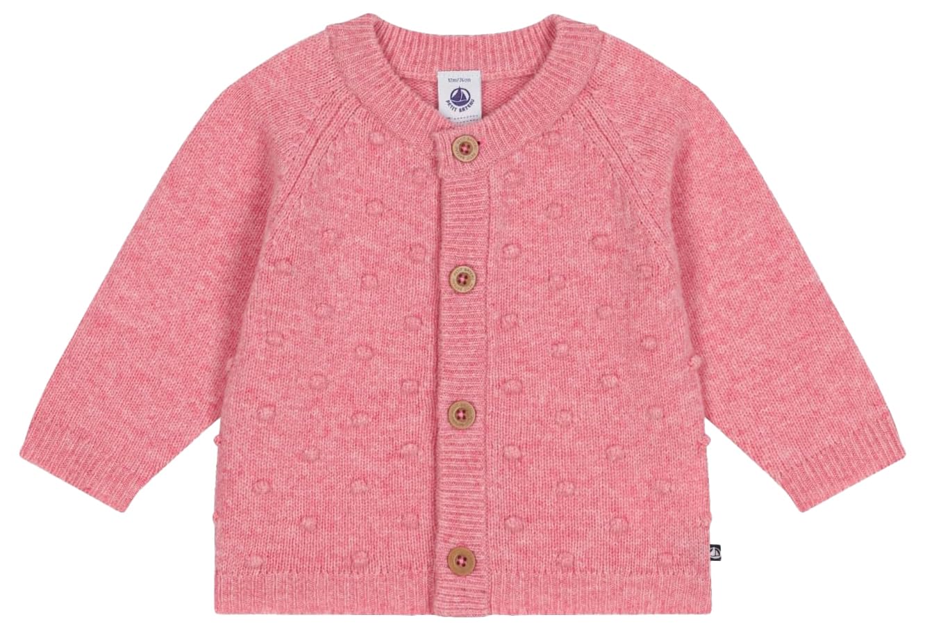 

Wool Knit Cardigan A0B7D Light Pink 24 Months 86cm [Petit Bateau] светло-розовый