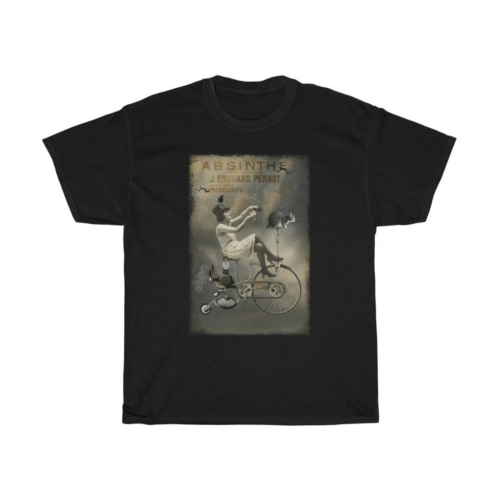 

Riding High, Unisex Heavy Cotton Tee, Vintage Surreal Absinthe Advertisement L