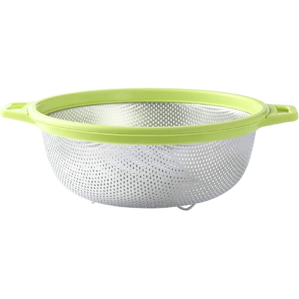Stainless Steel Colander With Handle and Legs, Large Metal Green Strainer for Pasta, Spaghetti, Berry, Veggies, Fruits, Noodles, Salads, 5-quart