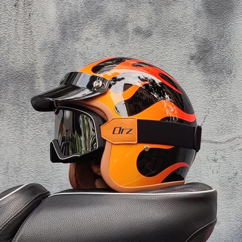 Vintage-Style 3/4 Open Face Motorcycle Helmet Men Women ABS Safety With Removable Visor All-Season Use