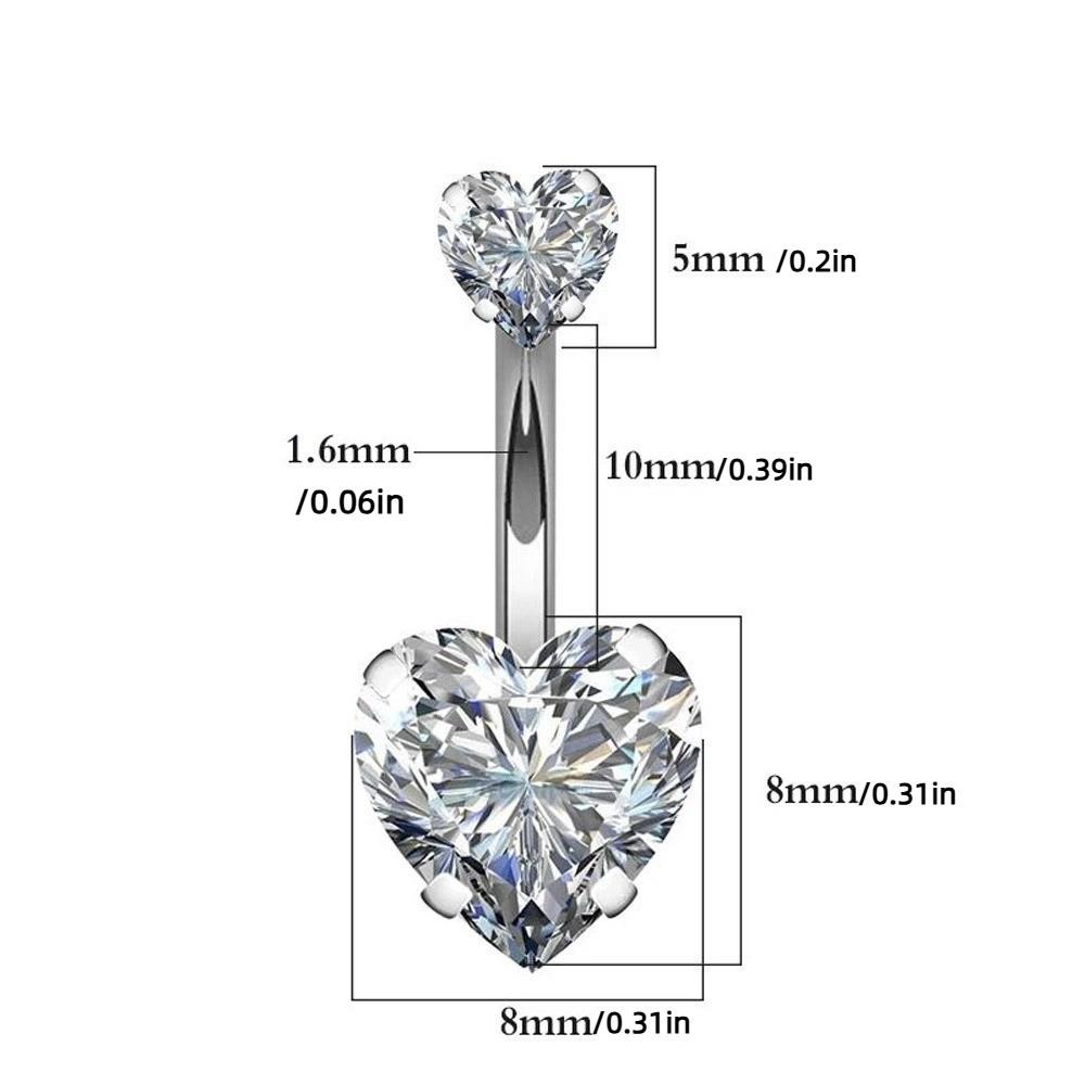 Körperschmuck aus Edelstahl Zirkon Bauchnabelpiercing Geschenk Herz Bauchnabelpiercing Damen