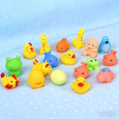 13pcs Cartoon Kids Bathing Toys Cute Animals Swimming Water Toys Soft Rubber Float Squeeze Sound Kids Wash Play Funny Toys Gifts
