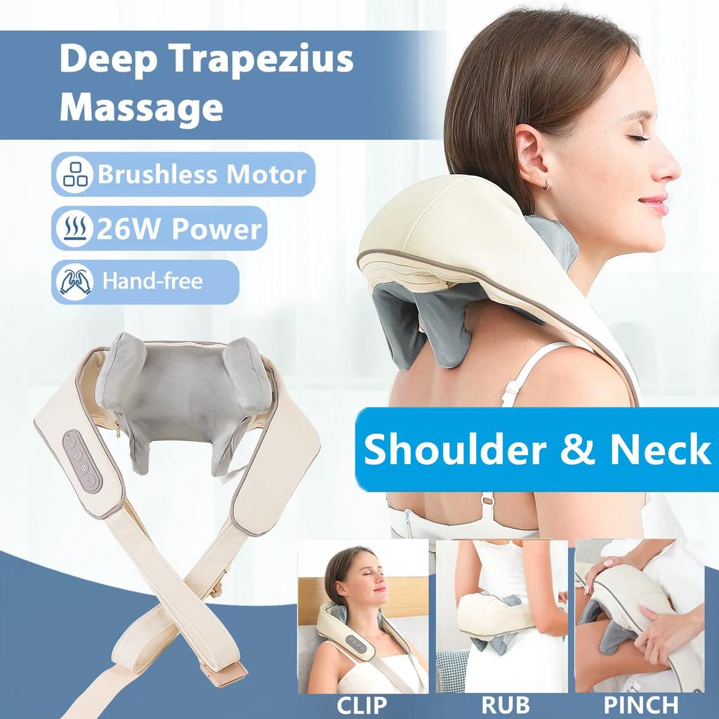 New Brushless Motor Neck And Shoulder Massager Wireless Shoulder And Back Kneading Massage Shawl Neck Masajeador