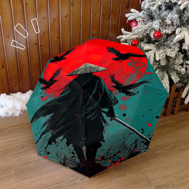 1PC Samurai  Automatic Umbrella - Suitable Travel Outdoor Portable Umbrella Birthday Gift Daily Essentials
