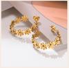 Daisy Flower Hoop Earrings For Women,18 K Golden Stainless Steel Ear Jewelry Waterproof