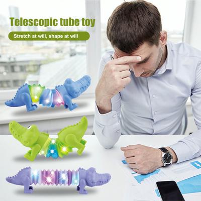 Dinosaur Telescopic Tube Toy Free Transformation Fun Battery Operated Lighting Stress Relief Kids Dino Animal Pipe Fidget Toy Children Gift