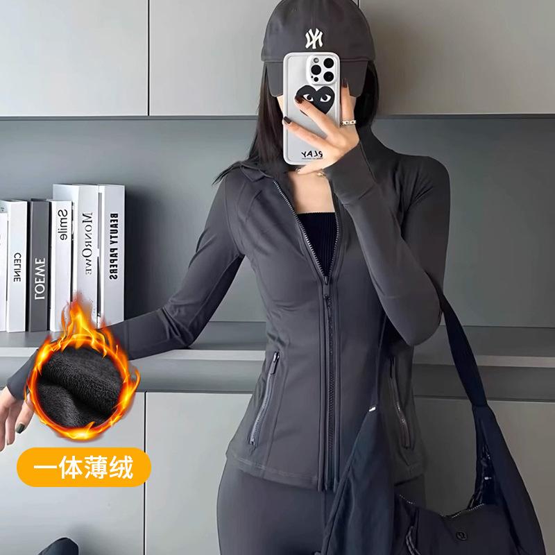 Women Stand Collar Yoga Jacket Nylon Slim Fit Long Sleeve Pilates Training Coat For Spring Summer Autumn