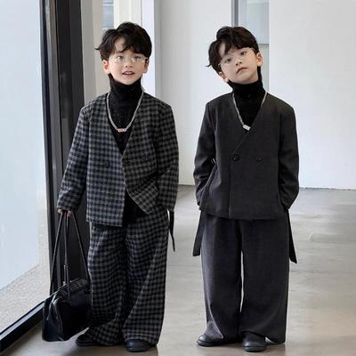 Autunno 2025 Set Completo da Uomo Stile Coreano - Blazer alla Moda per Bambini Capispalla Formali
