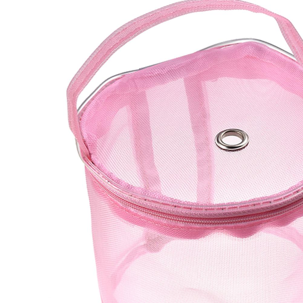 Knitting Storage Bag Pink Mesh Nylon Tote For Crochet Yarn Organizing Woolen Ball Holder Diy Sewing Tool Case Yarn Storage