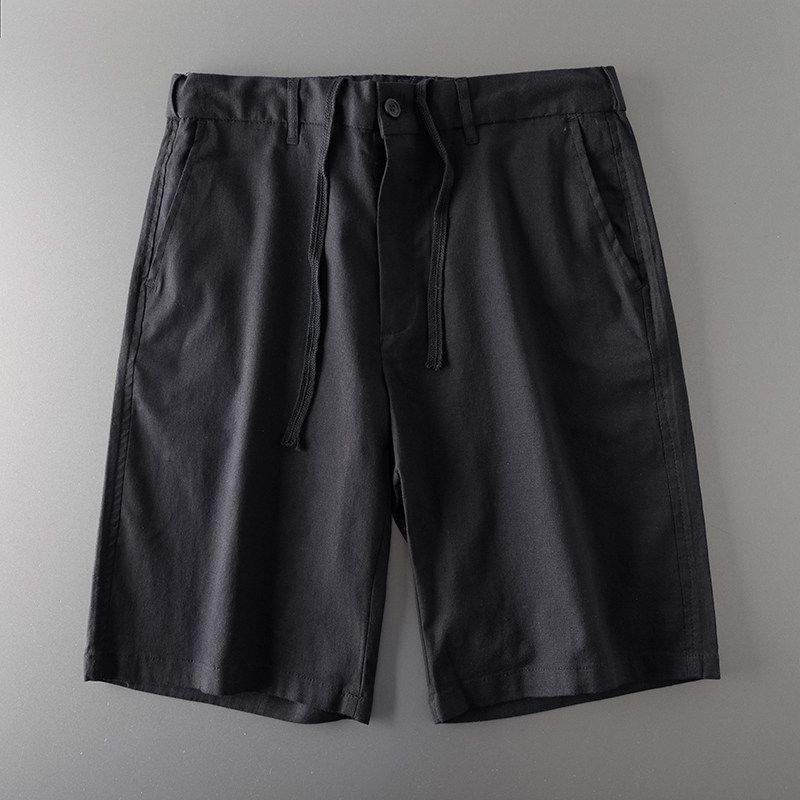 Summer Thin Export Cut Label Middle Pants Men s Linen Black L