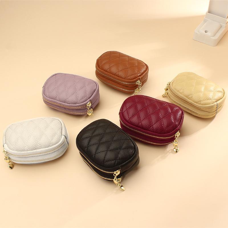 Coin Purse Key Ring Pendant Storage Bag Double Zipper Large Capacity Multi-card Slots Card Holder For Women Girls