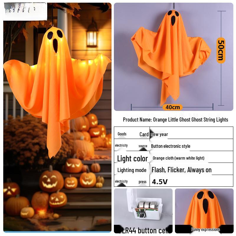 Glowing Ghost Lantern Pendant for Spooky Halloween Outdoor Decoration
