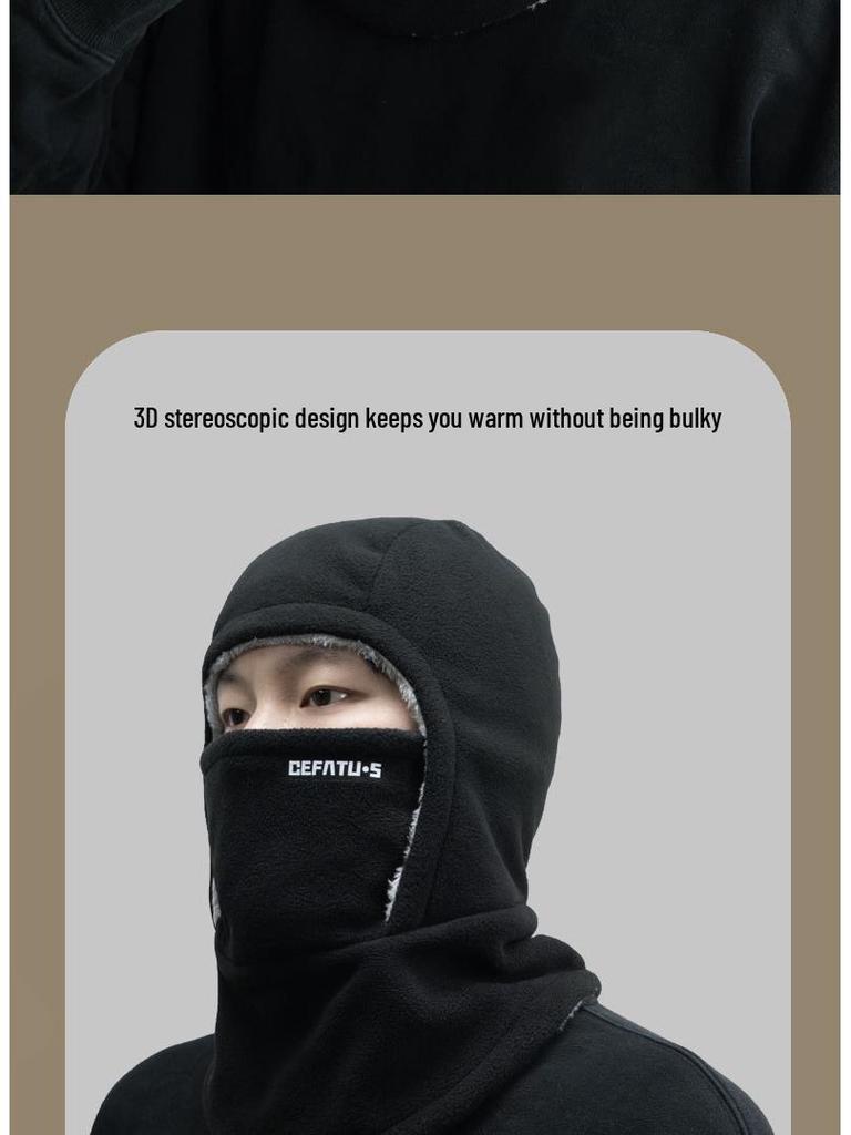 Unisex Fleece-Lined Windproof Pullover Hat: All-in-One Face & Neck Protection for Autumn/Winter Outdoor Activities and Cycling.