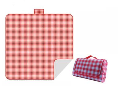 Foldable Picnic with Carry Handle Blanket, Plaid, Waterproof, (red)