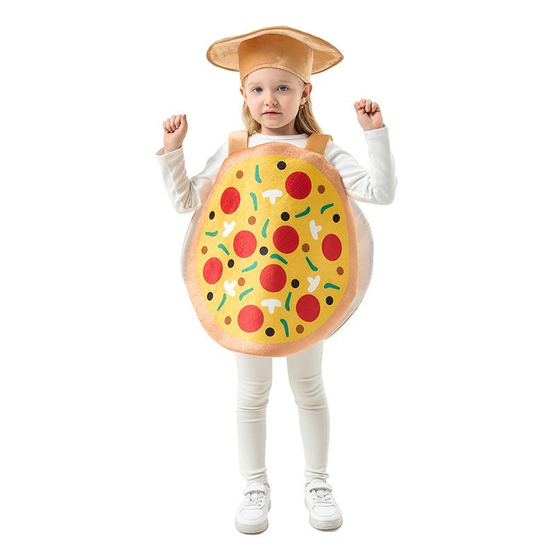 Cosplay Halloween Kids Food Pizza Vest Hat cos Stage Performance Costume