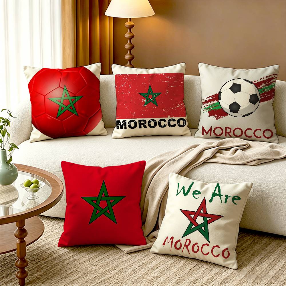 Morocco FFlag Cotton Linen Square Pillow Covers Home Decor Gifts