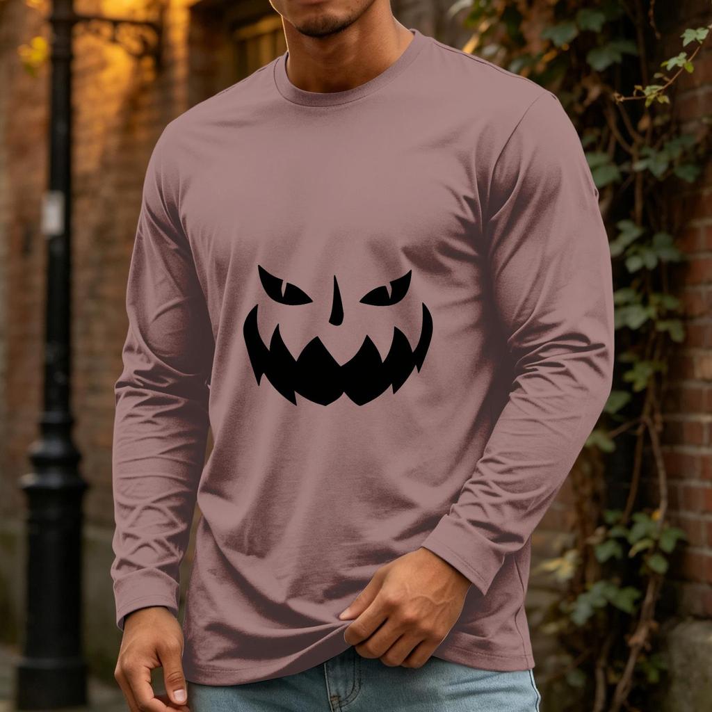 Men's Halloween Long Sleeve Neck Casual Top for Party