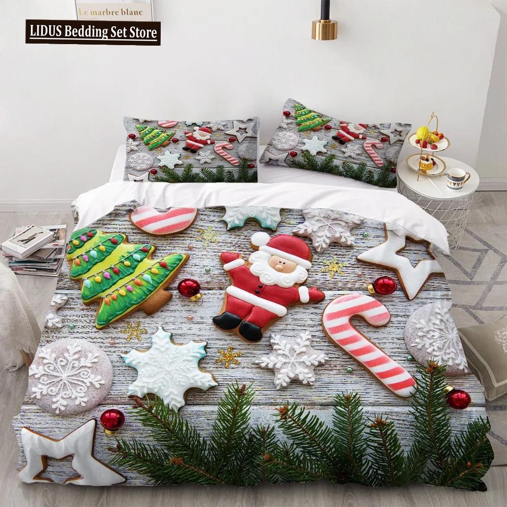 3D Printed Merry Christmas Bedding Set Queen/Twin/King Size  Christmas Decoration Home Bedclothes With Bedding Pillow