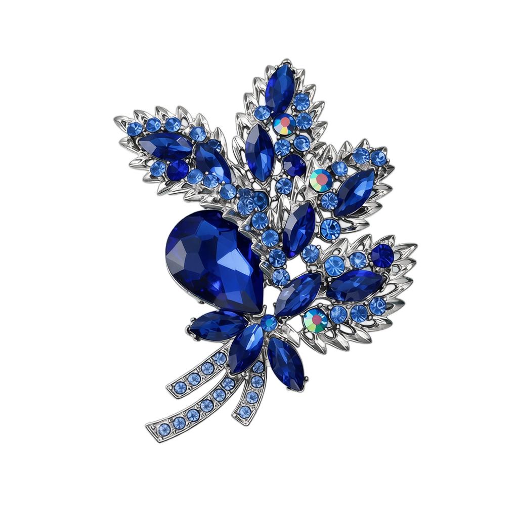 Large Rhinestone Brooch Pin Floral Design Statement Accessory for Shawl Cardigan Coat Lapel Decoration Jewelry