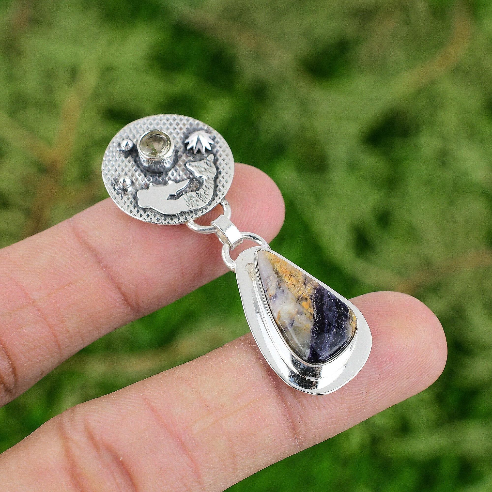 

Tiffany Jasper Pendant 925 Sterling Silver Pendant Gemstone Pendant Handmade Silver Jewelry Christmas Gifts