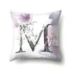 Polyester Pillowcase Home Watercolor Flower Print Pillowcase 26 English Letters Bedside Cushion Cover