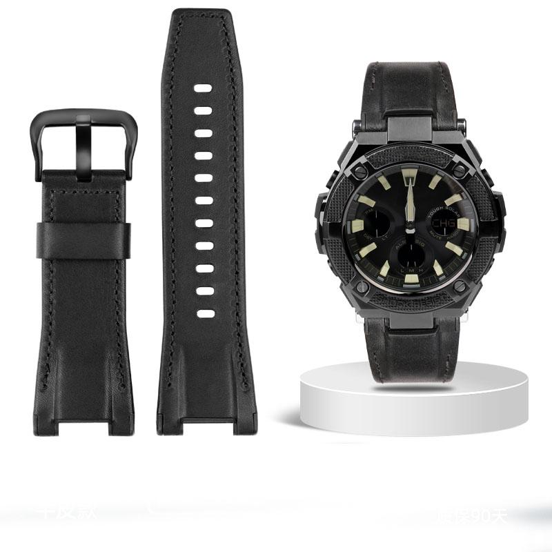 Pro hodinky Casio GST-S100G S110 S130L W100G W110 210B 400G Řemínek na hodinky plátěný Náramek 26*14mm Pánský měkká kůže Hovězí kůže Kožený řemínek na hodinky