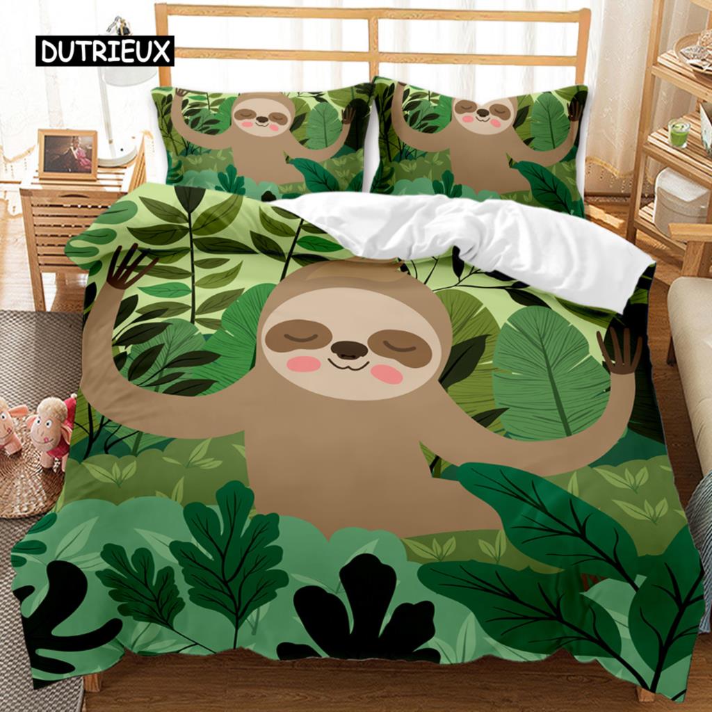 Lenoškový povlak na přikrývku Set Kreslený Vesmírný Lenoch Povlečení Lenoch Zvíře Přikrývka Povlak Dvojlůžko Queen King Size Polyesterová Přikrývka