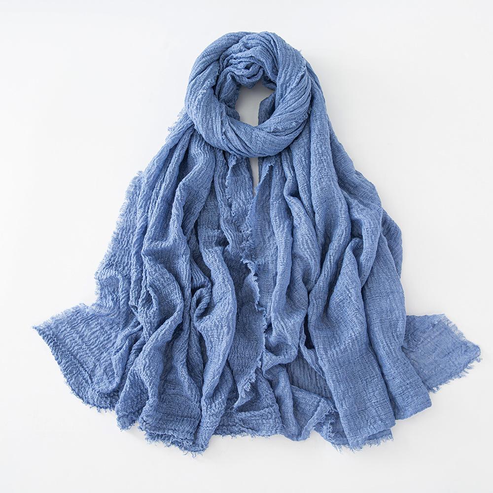 New Cotton Linen Gauze Scarf For Women Girls Spring Autumn Solid Scarves Soft Pashmina Foulard Simple Retro Beard Wrap Shawls