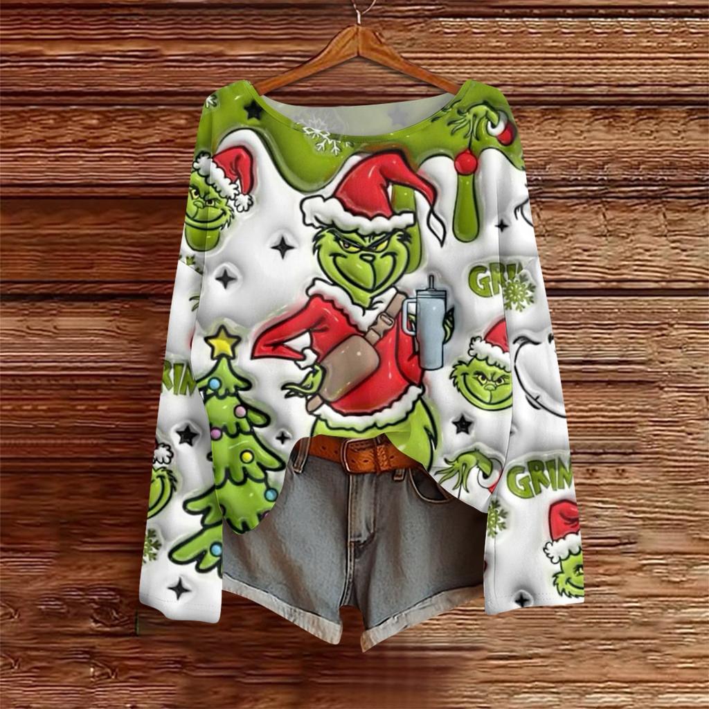 Long Sleeve Shirts For Women Printed Tees Blouses Casual Plus Size Basic Tops Pullover