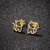1 Pair Cute Cat Stainless Steel Stud Earrings For Womens Punk Jewelry Gifts Trend Fashion Small Ear Studs Jewelry