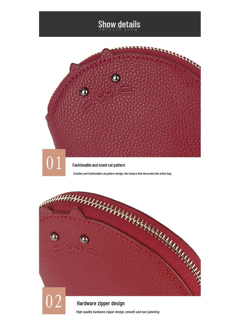 Women's Cowhide Wallet: Creative Mini Coin and Key Pouch for Ladies and Students