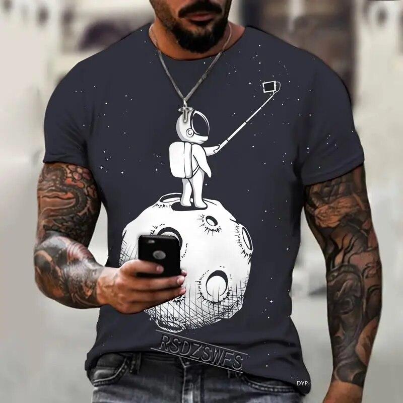 Tricou pentru bărbați Imprimare 3D Cămașă pentru bărbați Design exclusiv Space Universe Astronaut Loose Oversized Personality 6XL