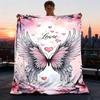 1pc Angel Wings Heart Love Outdoor Flannel Blanket , Machine Washable Perfect Gift for Birthday , Holiday Travel Accessory , Durable Material