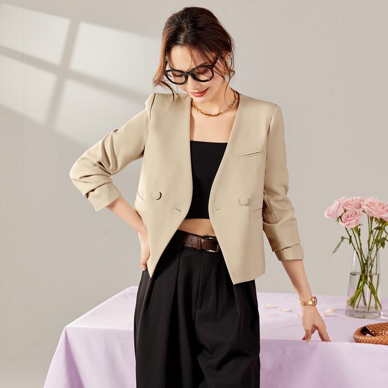 TERRE BLEUE Women's Stylish Loose Short Blazer