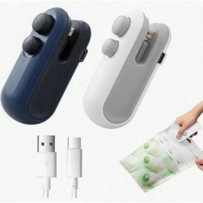 Mini SnacksBag Sealer, Rechargeable 2 In 1 Bag Heat Sealer With Cutter For Chip, Plastic Bag Re-Sealer Keep Food Fresh