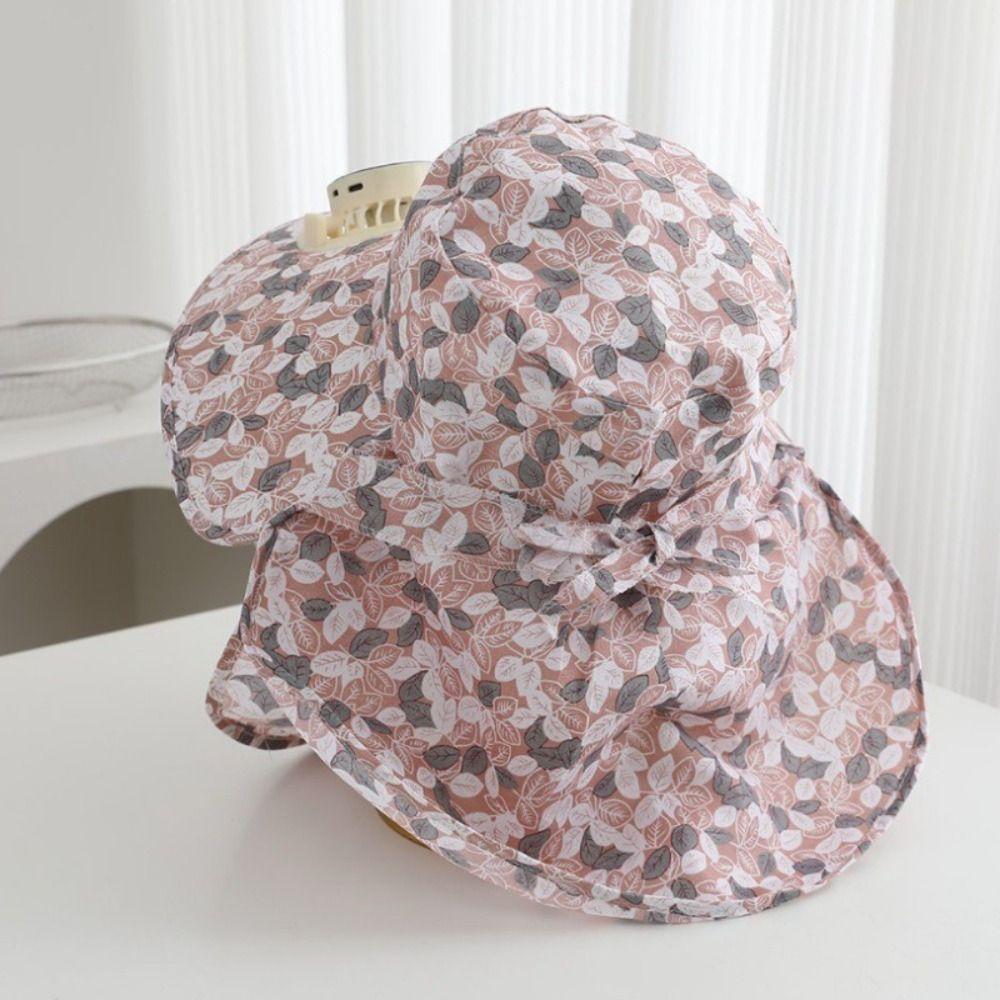 Anti-UV Solar Fan Cap USB Charging 300MA Current Sun Cap Floral Design Breathable Cooling Fan Hat Outdoor Activities