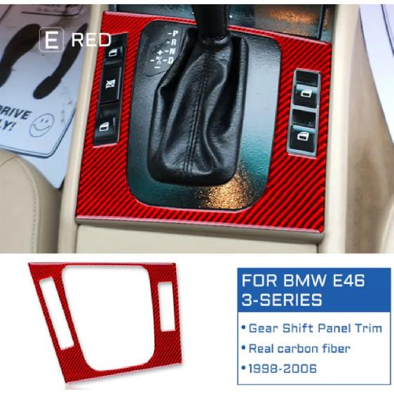 For BMW M3 E46 1998-2005 Center Console Shift Boot Frame Trim, Carbon Fiber Style Sporty Upgrade Anti-Scratch Trim Durable Decor