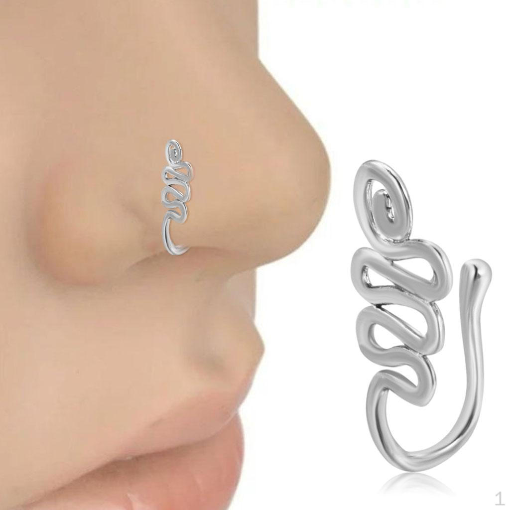 Nose -Shaped Punk Tiny Charm Clamp Ring Stud for Jewelry