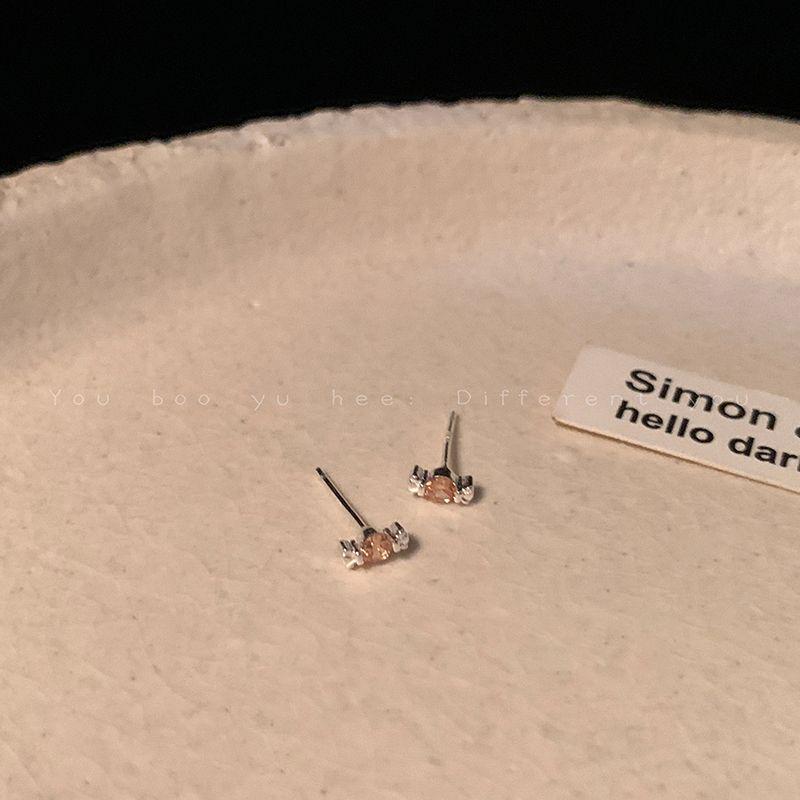 

S999 Sterling Silver Candy Earrings for Women Sleep No Need to Take off Removal-Free Fancy Earrings Ear-Caring Ear Bone Stud Ear Bar Champagne Candy Earrings-s999 Pure Silver