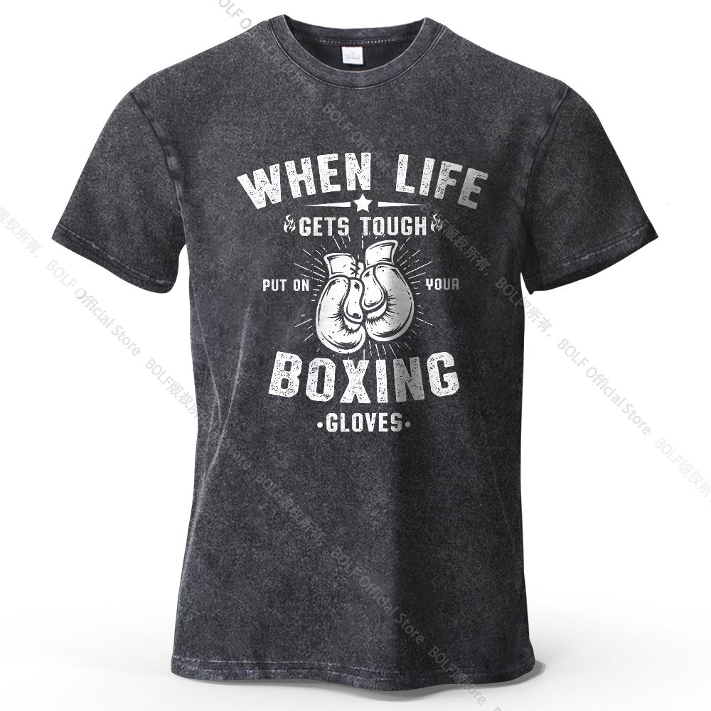 

Vintage Boxing Washed T-Shirt 100% Cotton Distressed Ring Graphic Tee for Men and Women Retro Sports Style S