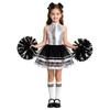 Girls Cheerleading Outfit Sleeveless Halter Sparkling Sequins Backless Tulle Tutu Dress Flower Balls Headwear Socks Set