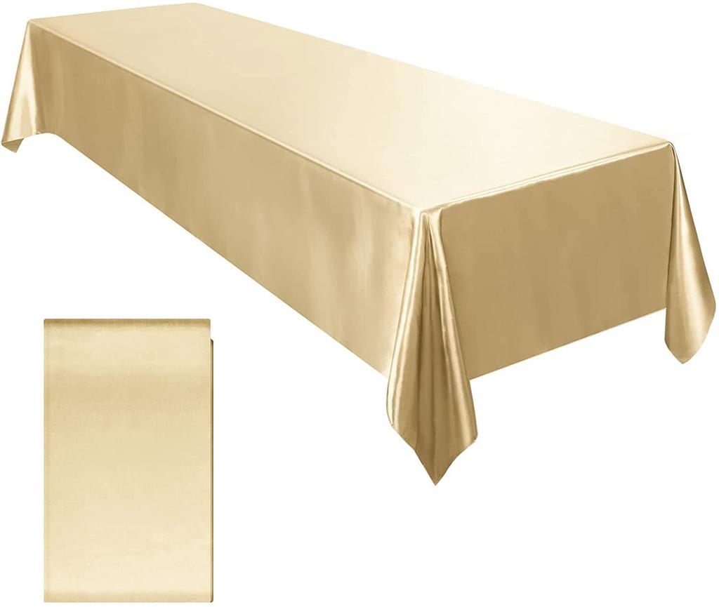 Solid Color Satin Tablecloth High-Density Locking Edge Wedding Restaurant Home Desktop Decorative Tablecloth