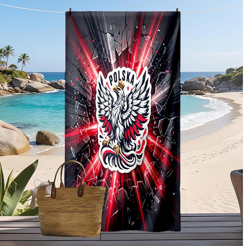 Asciugamano da Spiaggia con Stampa Calcio Polonia Asciugatura Rapida Super Assorbente Morbido Asciugamano da Bagno per Nuoto Spiaggia Viaggio Souvenir Regalo