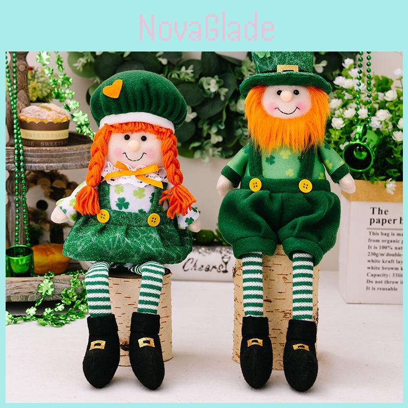 Charming Greenery Styled St Patrick's Day Decorative Doll With Hanging Legs For Festive Home Decor